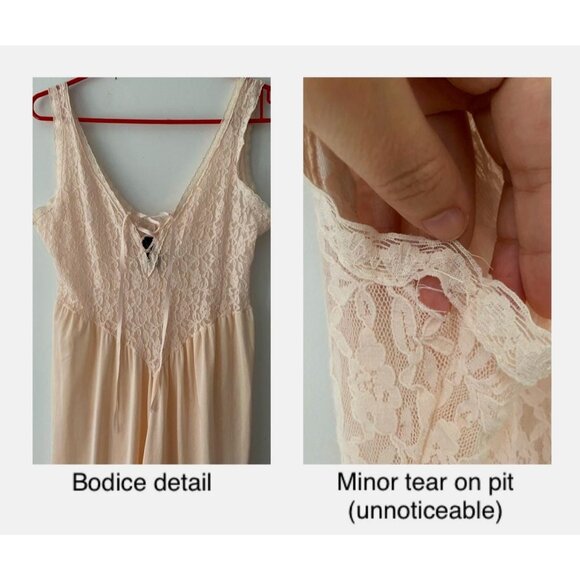 80s vintage pink lace lingerie sleeveless one piece jumpsuit romper nightgown - Picture 9 of 9